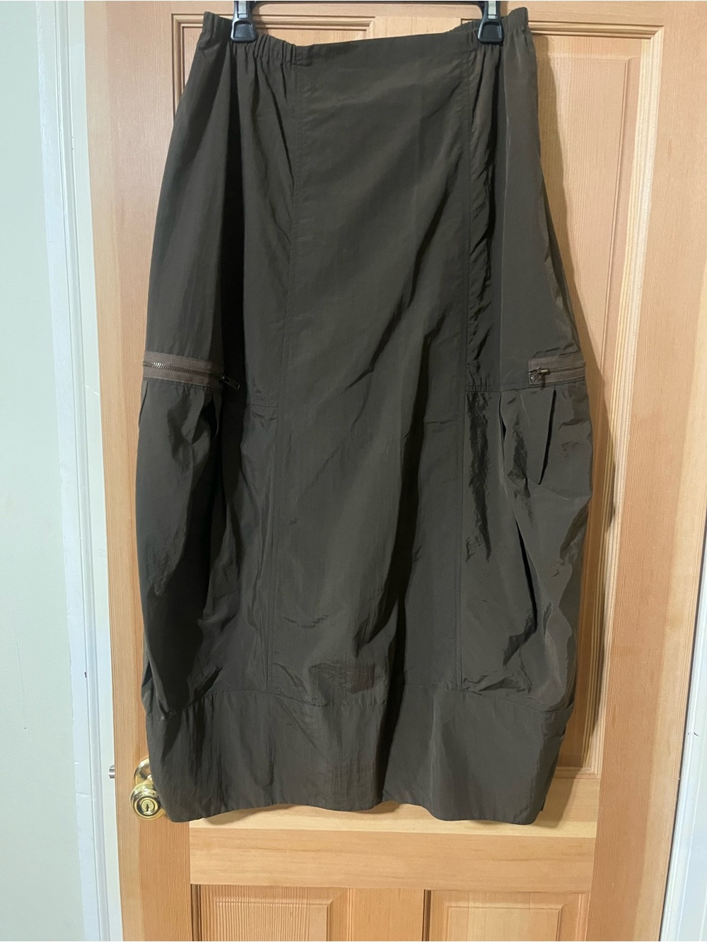 Hanna for La Journee Olive Green Utility Maxi Skirt with Zipper Pockets